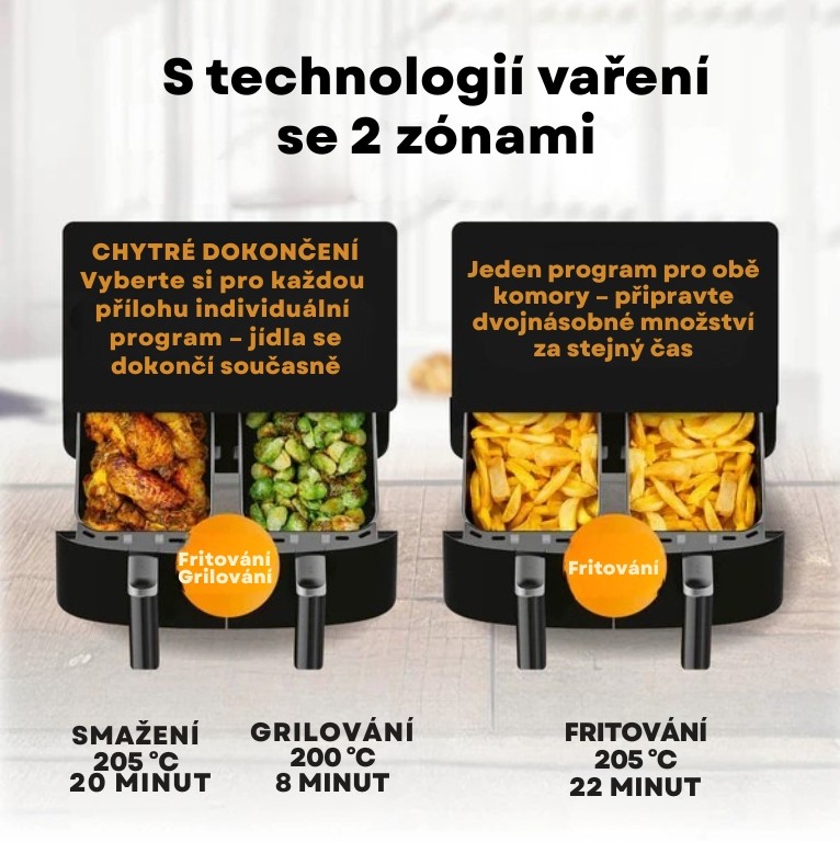 GourmetMaxx Dvoukomorová horkovzdušná fritéza 2 x 3,5 l 12459 (2)